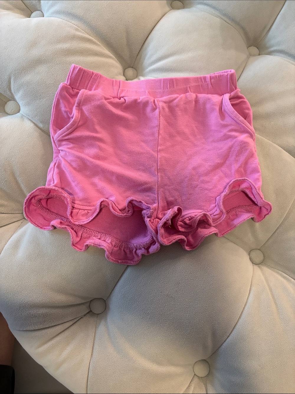Posh Peanut Crusin' PINK FRENCH TERRY RUFFLED SHORTS - 18-24 MONTHS / PINK